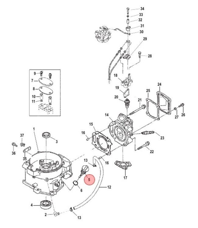 Mercury Oliepeilstok voor 4, 5 en 6 pk buitenboordmotor