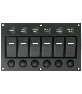 Talamex Curved Schakelpaneel 12/24 Volt met 6 schakelaars
