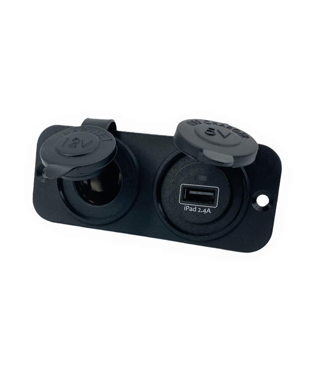 Talamex Dubbel flush frame met USB 2.4A en 12V stopcontact