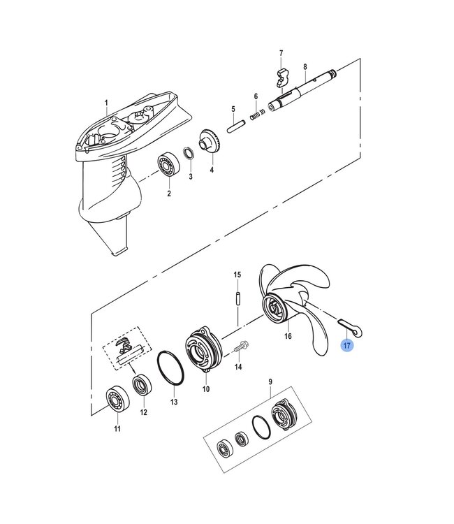 Quicksilver Splitpen RVS voor 2,5 en 3,5 pk buitenboordmotor