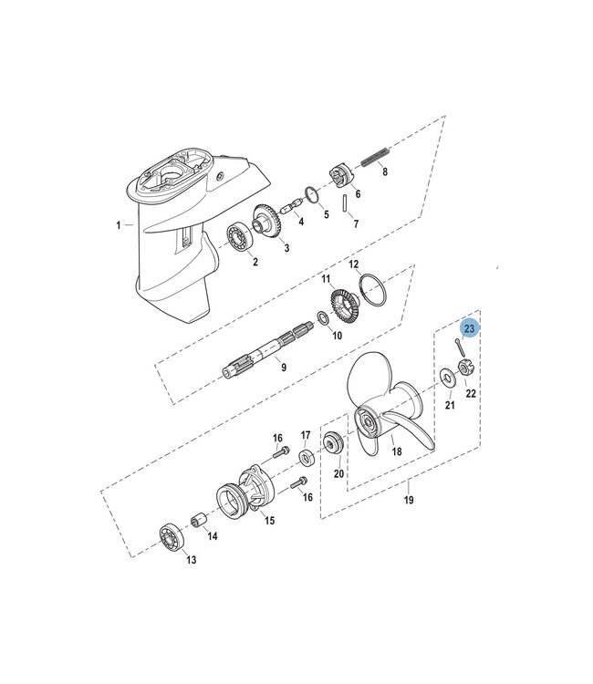 Quicksilver Splitpen RVS voor 15 en 20 pk buitenboordmotor