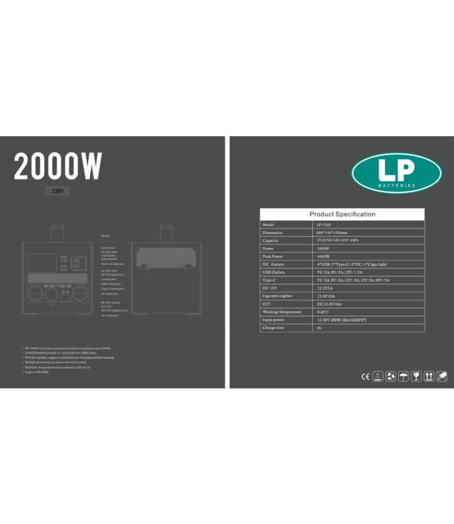 LP Draagbare stroomgenerator ESS 1500 Wh