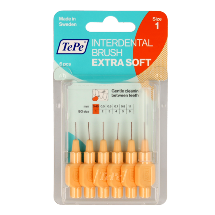 TePe Interdentalbürsten Extra Soft 0,45 mm Orange - 6 Stück Tepe TePe Interdentalbürsten Extra Soft 0,45 mm Orange - 6 Stück