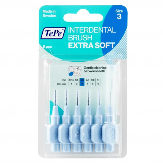 TePe Interdentalbürsten Extra Soft 0,6 mm Blau - 6 Stück Tepe TePe Interdentalbürsten Extra Soft 0,6 mm Blau - 6 Stück