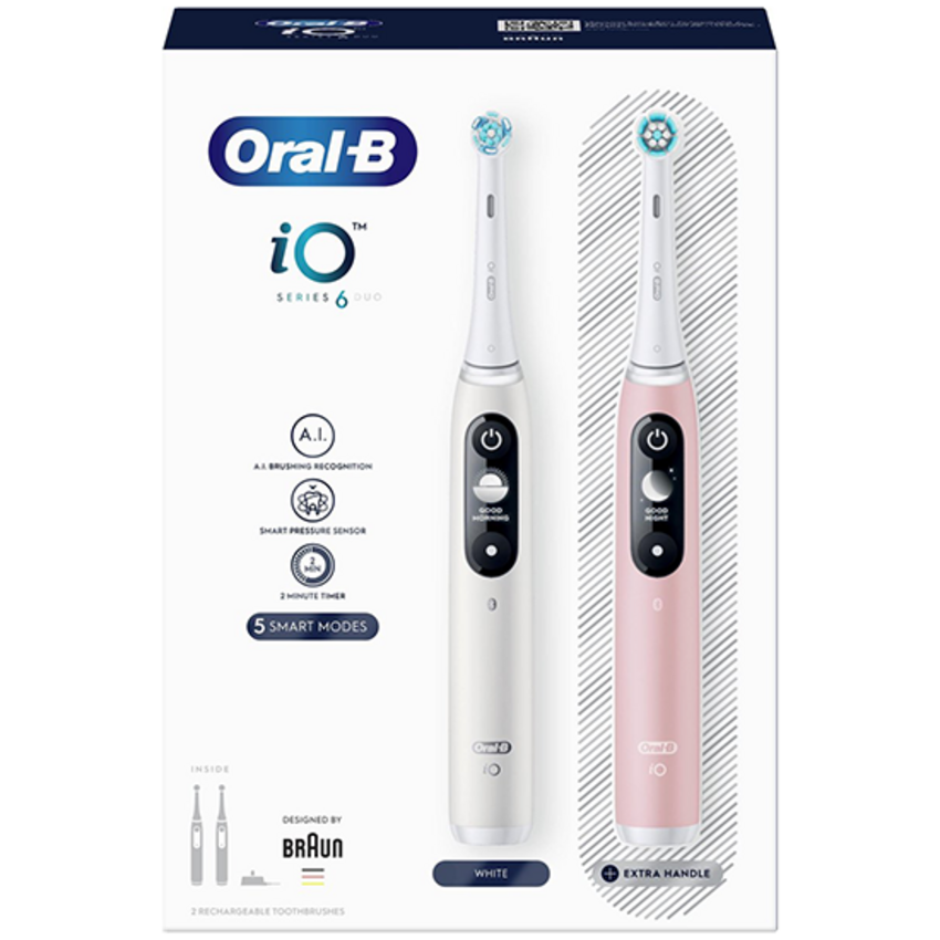 Oral-B iO Series 6 White + Extra Body Pink + 1 extra Aufsteckbürste Oral-B Oral-B iO Series 6 White + Extra Body Pink + 1 extra Aufsteckbürste