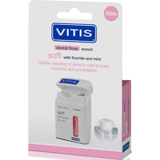 Vitis Zahnseide Soft Waxed 50m - Fluorid Minze VITIS Vitis Zahnseide Soft Waxed 50m - Fluorid Minze