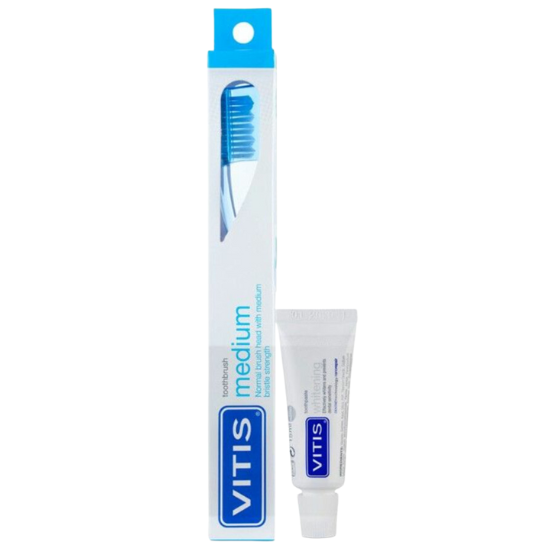 VITIS Vitis Whitening Kit - Medium Zahnbürste + Mini Zahnpasta 15ml