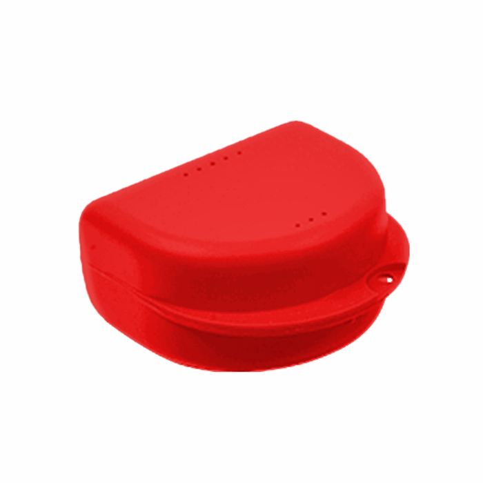 Gebissbehälter für Prothesen, Zahnspangen, Mundschutze - Rot – Medium