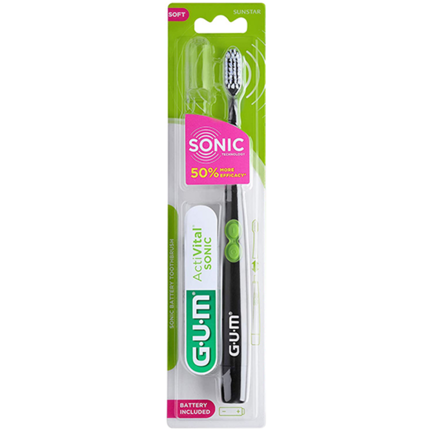 GUM ActiVital Sonic Schwarz - Batterie Zahnbürste GUM Sunstar GUM ActiVital Sonic Schwarz - Batterie Zahnbürste