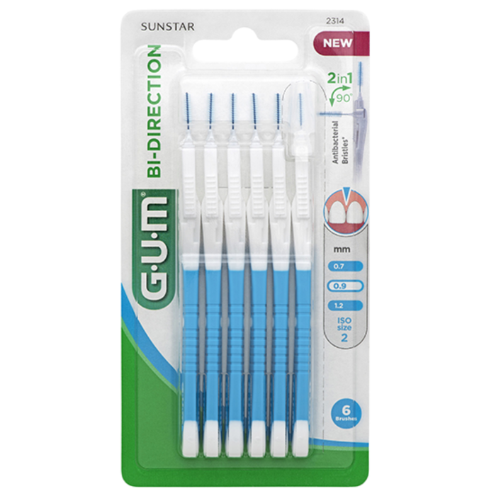 GUM Sunstar GUM Bi-Direction Interdentalbürsten 0,9 mm blau - 6 Stück