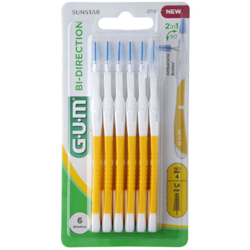 GUM Sunstar  GUM Bi-Direction Interdentalbürsten 1.4 mm gelb - 6 Stück