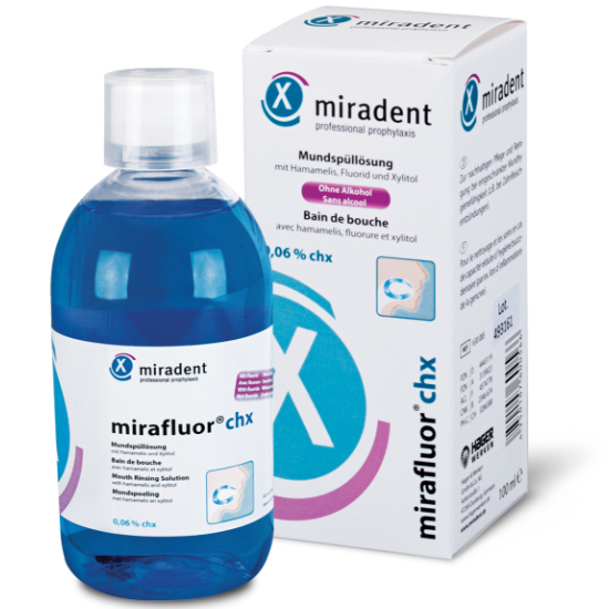 Miradent Mirafluor Mundspülung 0,06% Chlorhexidin - 500 ml Miradent Miradent Mirafluor Mundspülung 0,06% Chlorhexidin - 500 ml