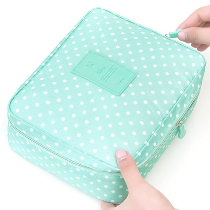 Eigenmarke Kulturtasche #HappyHoliday - Mint mit Punkten