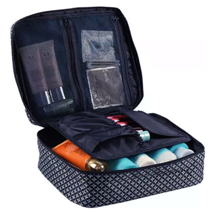 Eigenmarke Kulturtasche #HappyHoliday - Blauer Druck