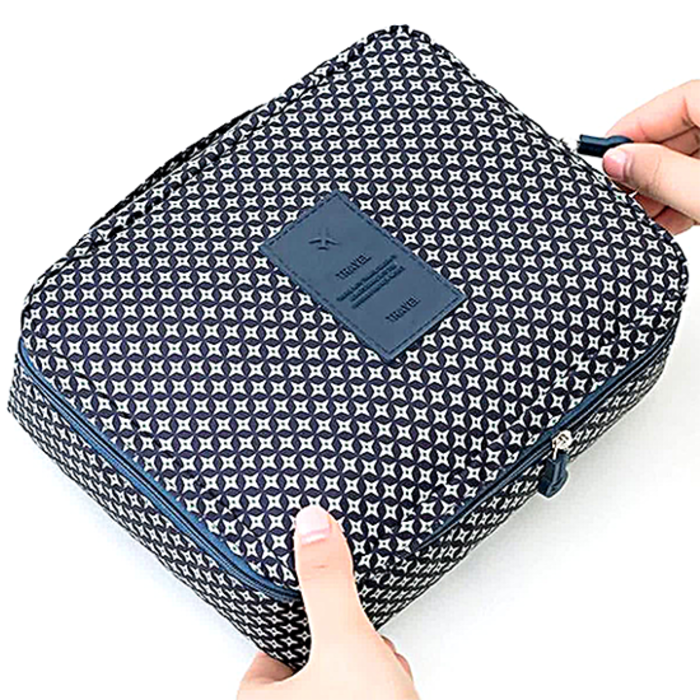 Eigenmarke Kulturtasche #HappyHoliday - Blauer Druck