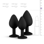 EasyToys Silikon Buttplug Set mit Diamant - Schwarz EasyToys EasyToys Silikon Buttplug Set mit Diamant - Schwarz