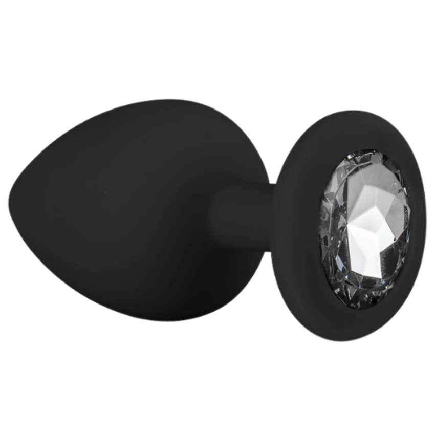 EasyToys Silikon Buttplug Set mit Diamant - Schwarz EasyToys EasyToys Silikon Buttplug Set mit Diamant - Schwarz
