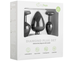 EasyToys EasyToys Silikon Buttplug Set mit Diamant - Schwarz