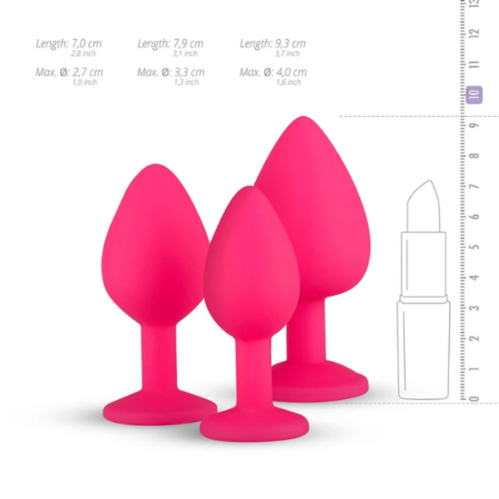 EasyToys EasyToys Silikon Buttplug Set mit Diamant - Rosa
