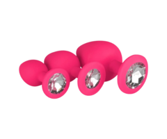EasyToys EasyToys Silikon Buttplug Set mit Diamant - Rosa
