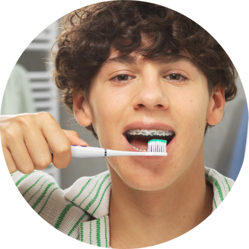 GUM Sunstar GUM Sonic Ortho Weiß – Batteriebetriebene Zahnbürste für Zahnspangen