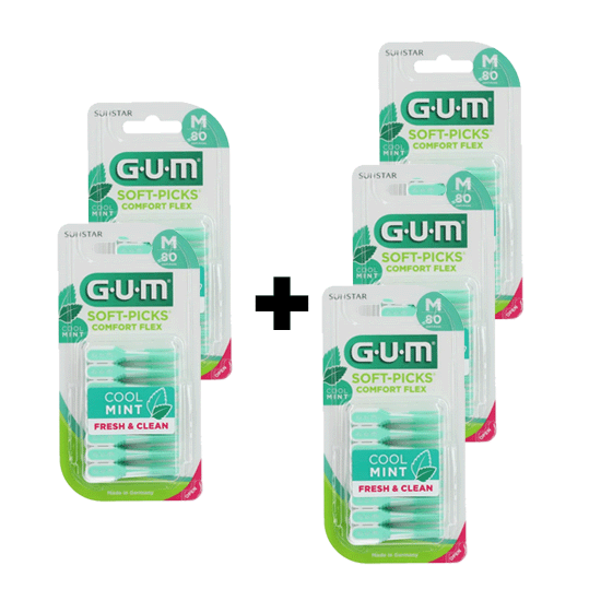 GUM Sunstar GUM Soft-Picks 2+3 GRATIS – Comfort Flex Cool Mint Medium – 80 Stück