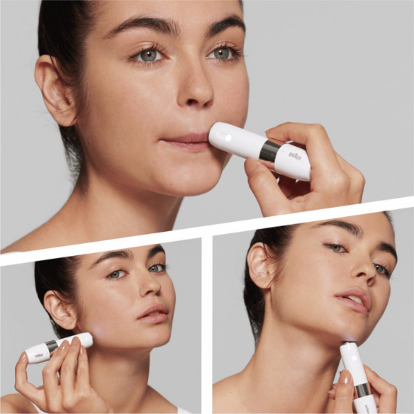 Braun Braun Face Mini Gesichtshaarentferner FS1000 mit Smartlight – Weiß