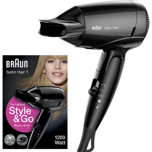 Braun Satin Hair 1 Reisehaartrockner Klappbar – HD130 Style & Go – Schwarz