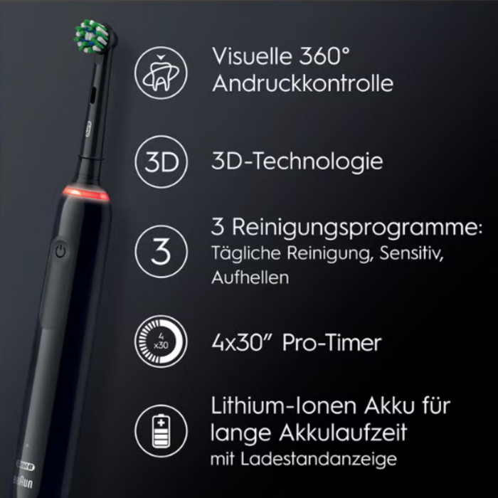 Oral-B Oral-B PRO 3 3500 Black Elektrische Zahnbürste + Reiseetui