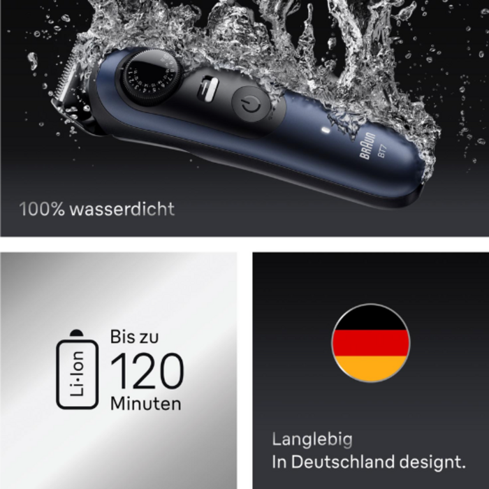 Braun Braun Series 7 BT7520 Barttrimmer – mit 6 Stylingtools – Blau