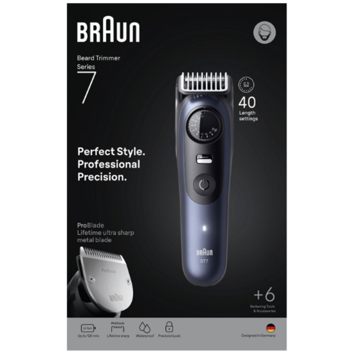 Braun Braun Series 7 BT7520 Barttrimmer – mit 6 Stylingtools – Blau