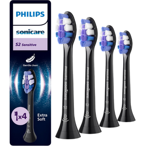 Philips Sonicare S2 Sensitive Black Aufsteckbürsten HX6054/88 - 4 Stück