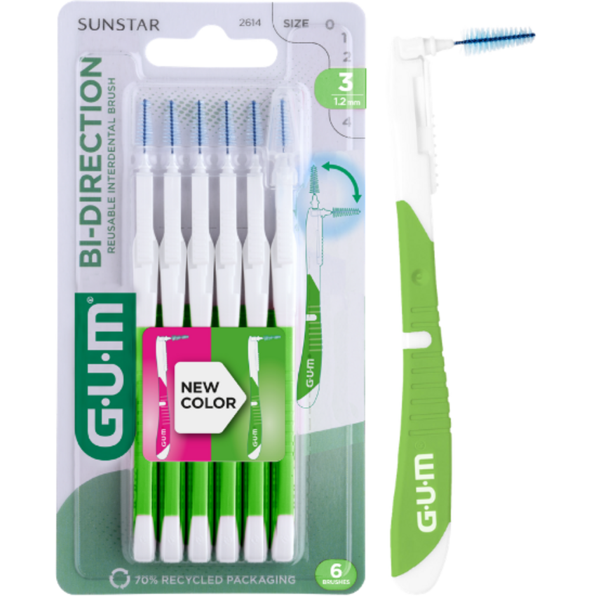 GUM Sunstar GUM Bi-Direction Interdentalbürsten 1.2 mm Grün - 6 Stück