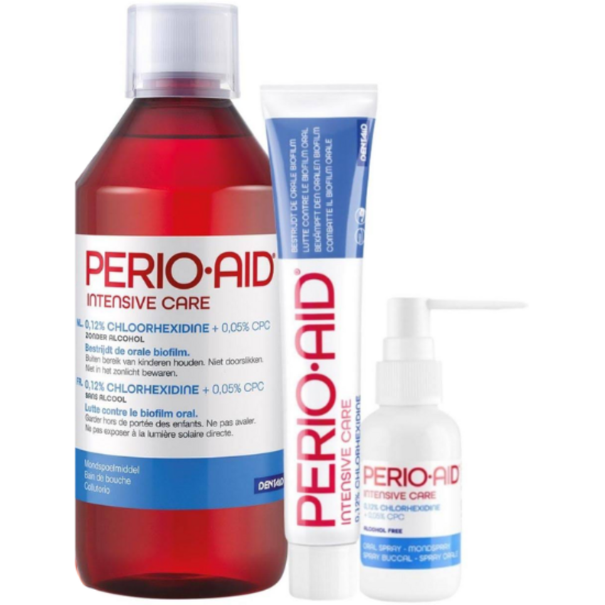 Perio-Aid Perio Aid Intensive Care Set 0,12 % Chlorhexidin – Zahnpasta + Mundspülung + Mundspray