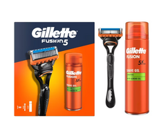 Gillette Gillette Fusion5 Rasierer + Sensitive Rasiergel – Geschenkset