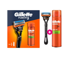 Gillette Gillette Fusion5 Rasierer + Sensitive Rasiergel – Geschenkset