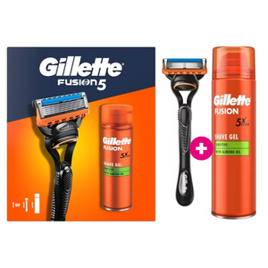 Gillette Fusion5 Rasierer + Sensitive Rasiergel – Geschenkset
