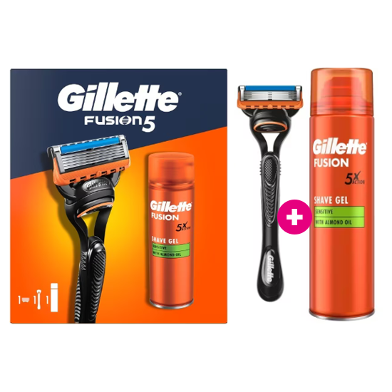 Gillette Fusion5 Rasierer + Sensitive Rasiergel – Geschenkset Gillette Gillette Fusion5 Rasierer + Sensitive Rasiergel – Geschenkset