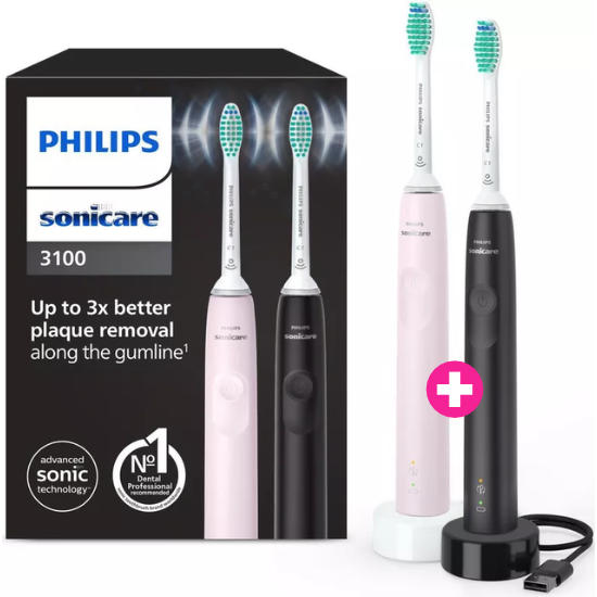 Philips  Philips Sonicare 3100 Schwarz & Rosa Duo Pack HX3675/15