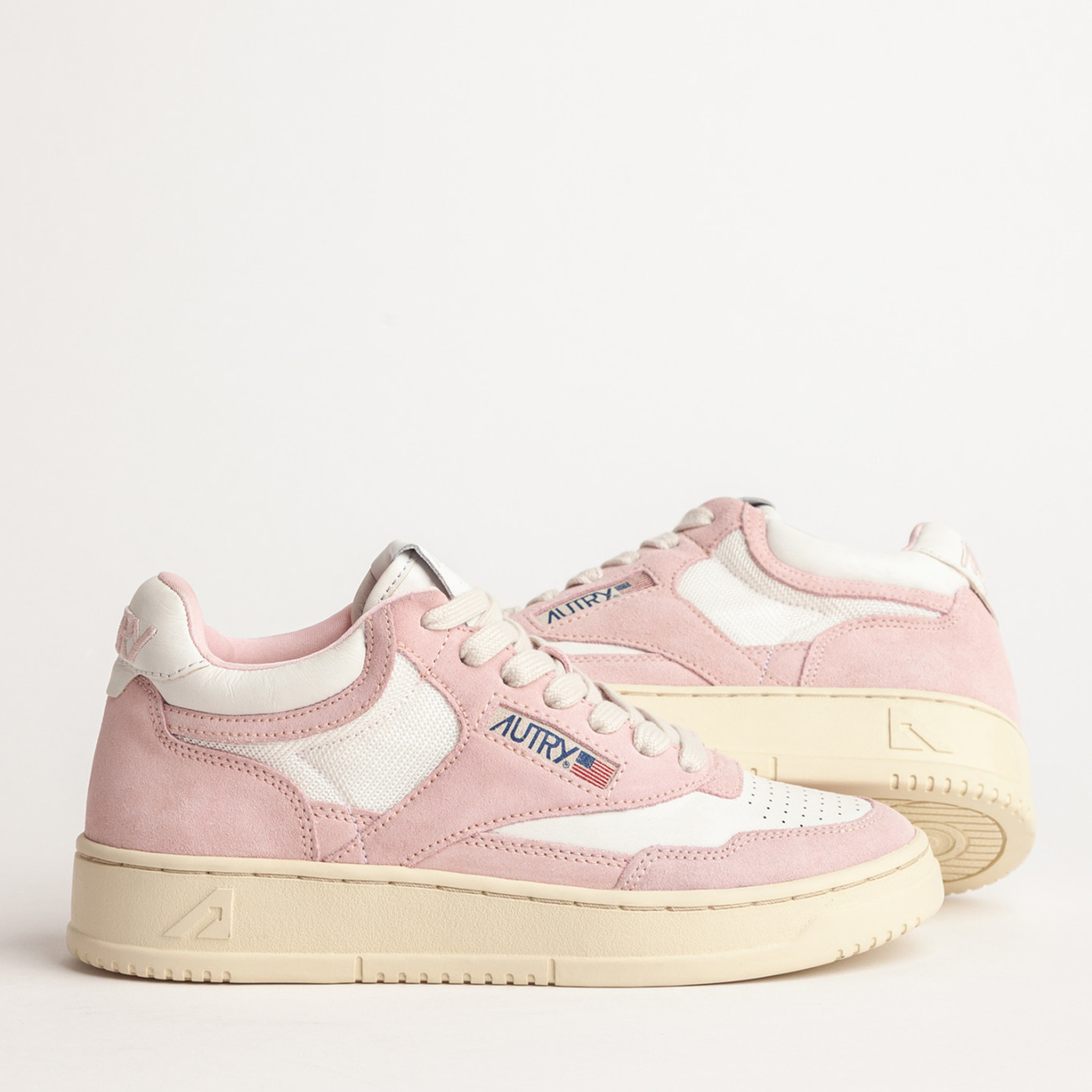 Autry Open mid leather - White / Academy pink