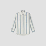 Olaf Hussein Padded Stripe Overshirt - White / Blue