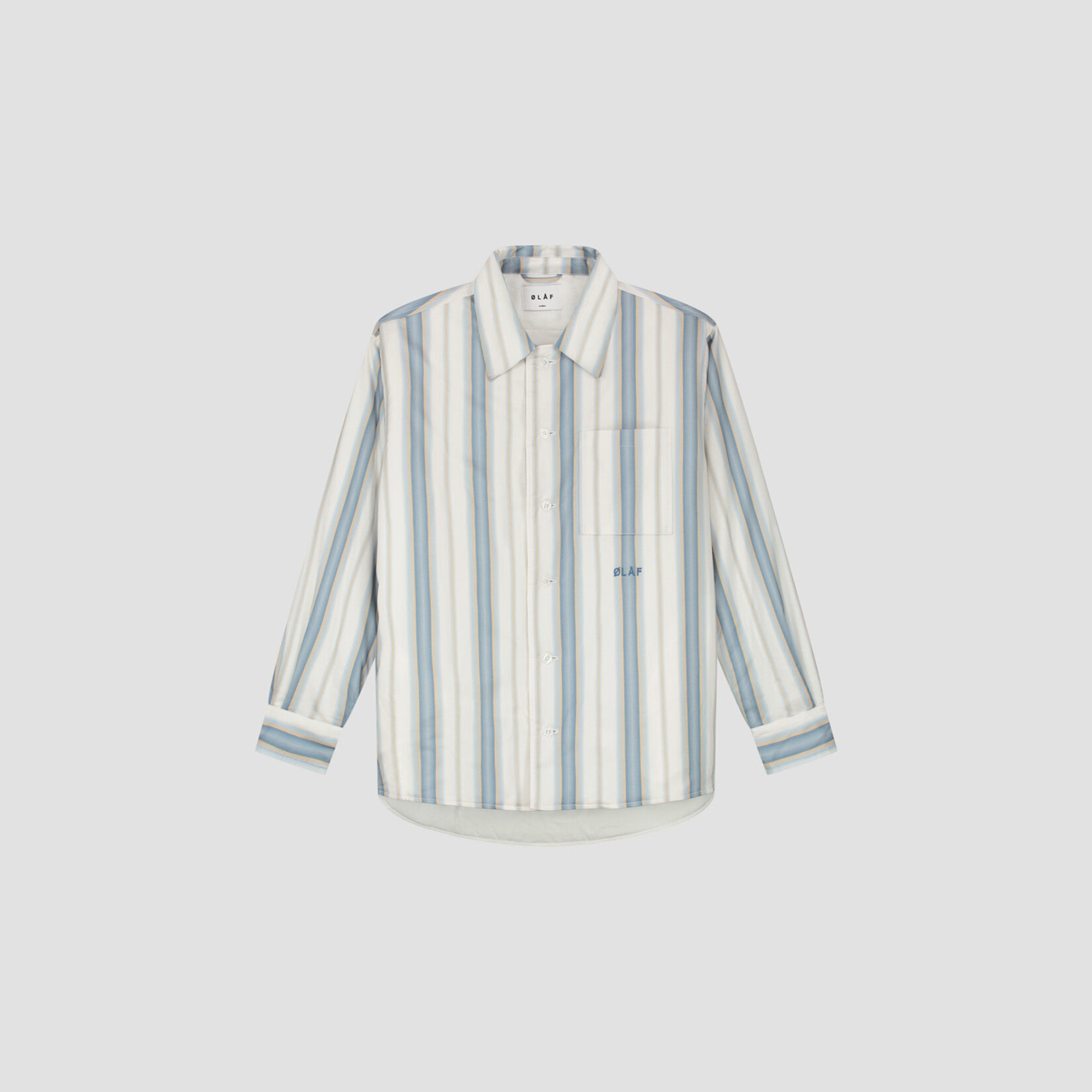 Olaf Hussein Padded Stripe Overshirt - White / Blue