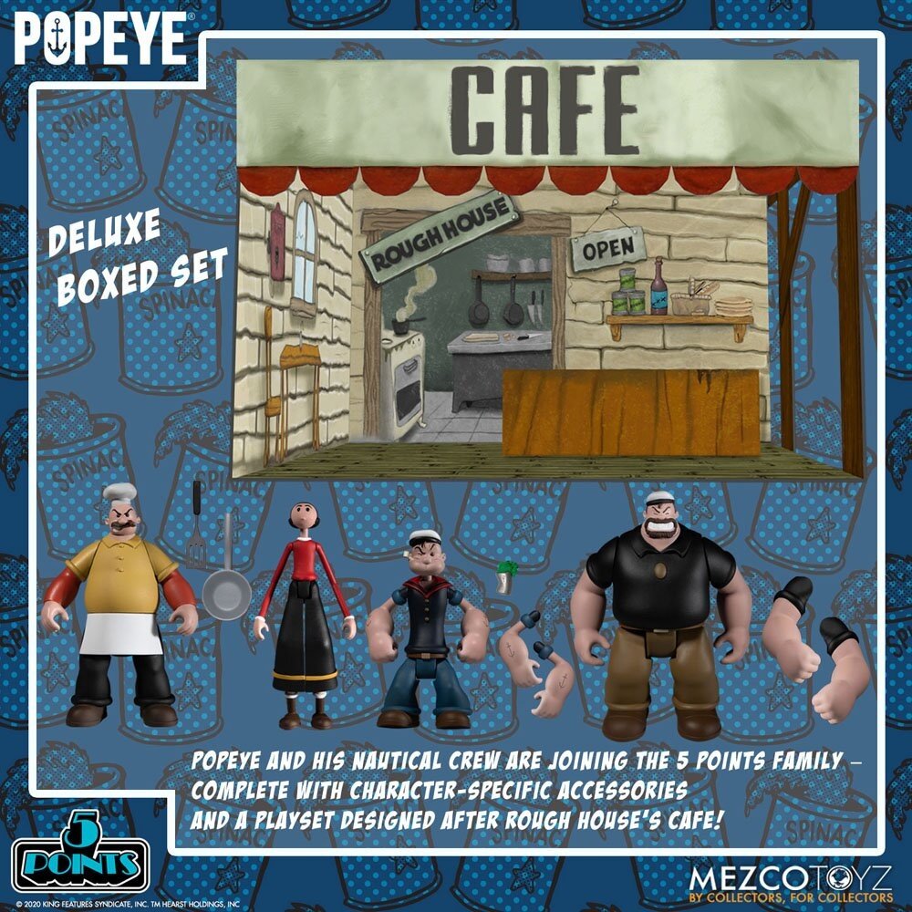 Mezco Toyz Popeye 5 Points Action Figures Deluxe Box Set 9 cm Mezco Toyz Popeye 5 Points Action Figures Deluxe Box Set 9 cm