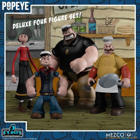 Mezco Toyz Popeye 5 Points Action Figures Deluxe Box Set 9 cm Mezco Toyz Popeye 5 Points Action Figures Deluxe Box Set 9 cm