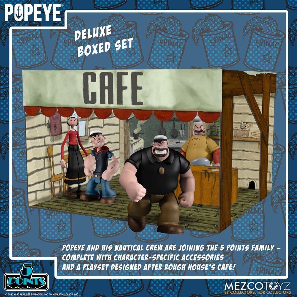 Mezco Toyz Popeye 5 Points Action Figures Deluxe Box Set 9 cm Mezco Toyz Popeye 5 Points Action Figures Deluxe Box Set 9 cm
