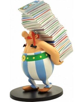 Plastoy Asterix Beeld Obelix met Stapel Strips Beeld 26 cm Plastoy Asterix Beeld Obelix met Stapel Strips Beeld 26 cm