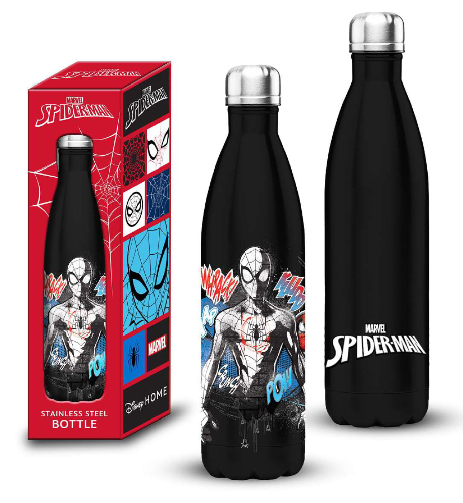 Marvel Spider-Man Spidey Cover Stainless Steel Water Bottle - BLACK