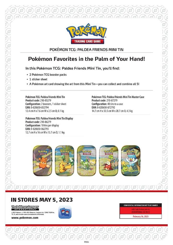 The Pokémon Company Pokémon Paldea Friends Mini Tin Box The Pokémon Company Pokémon Paldea Friends Mini Tin Box