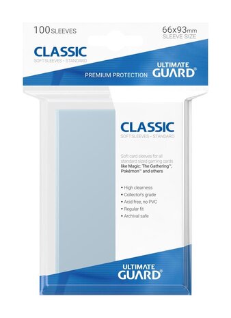 Ultimate Guard Ultimate Guard Classic Soft Sleeves Standard Size Transparent (100) Ultimate Guard Ultimate Guard Classic Soft Sleeves Standard Size Transparent (100)