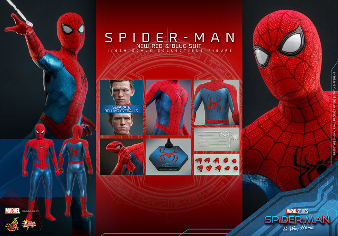 Hot Toys Spider-Man: No Way Home Action Figure 1/6 Spider-Man (New Red and Blue Suit) 28 cm Hot Toys Spider-Man: No Way Home Action Figure 1/6 Spider-Man (New Red and Blue Suit) 28 cm